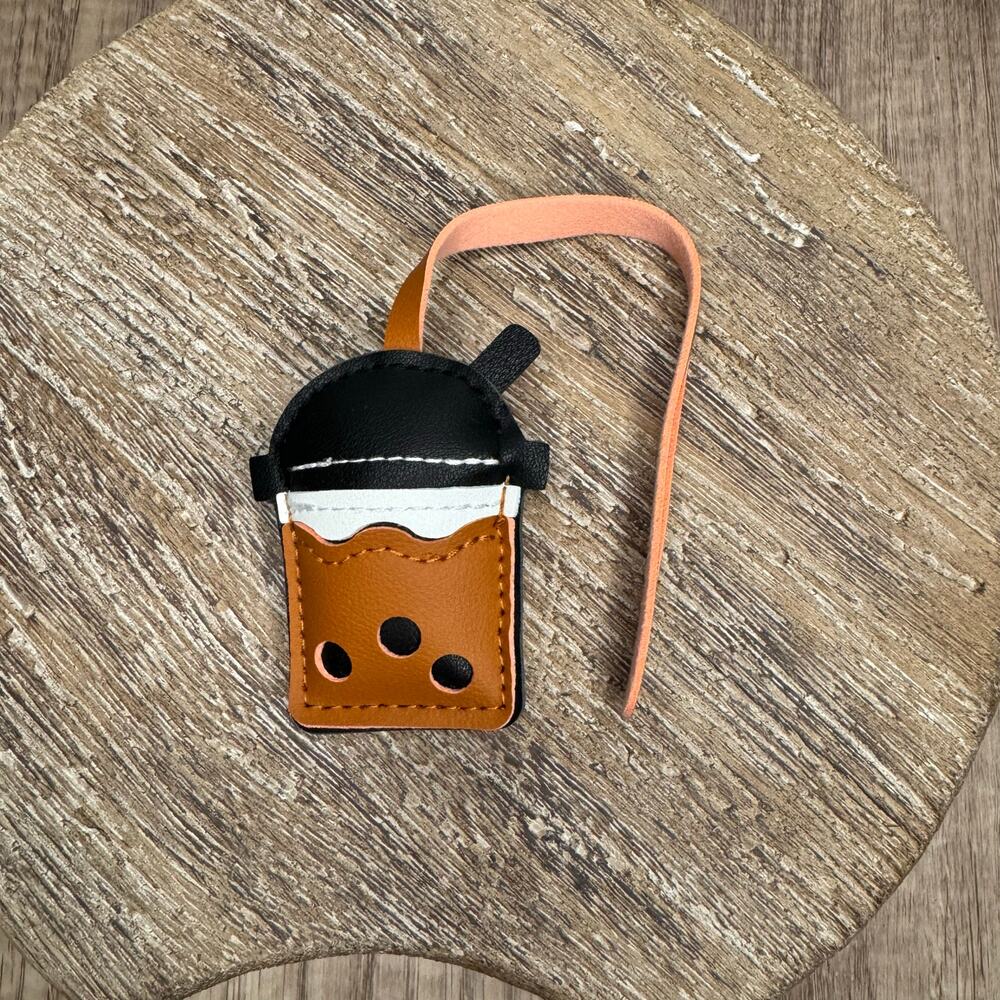 Brown Sugar Boba Tea Bag Charm NEW Cute Purse Charm Coffee Caramel Boba Lover - Picture 5 of 8
